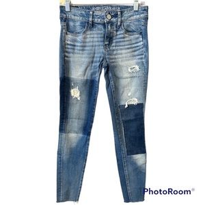 American Eagle Outfitters Jeans Size 2 Regular Skinny Patchy Jegging.
